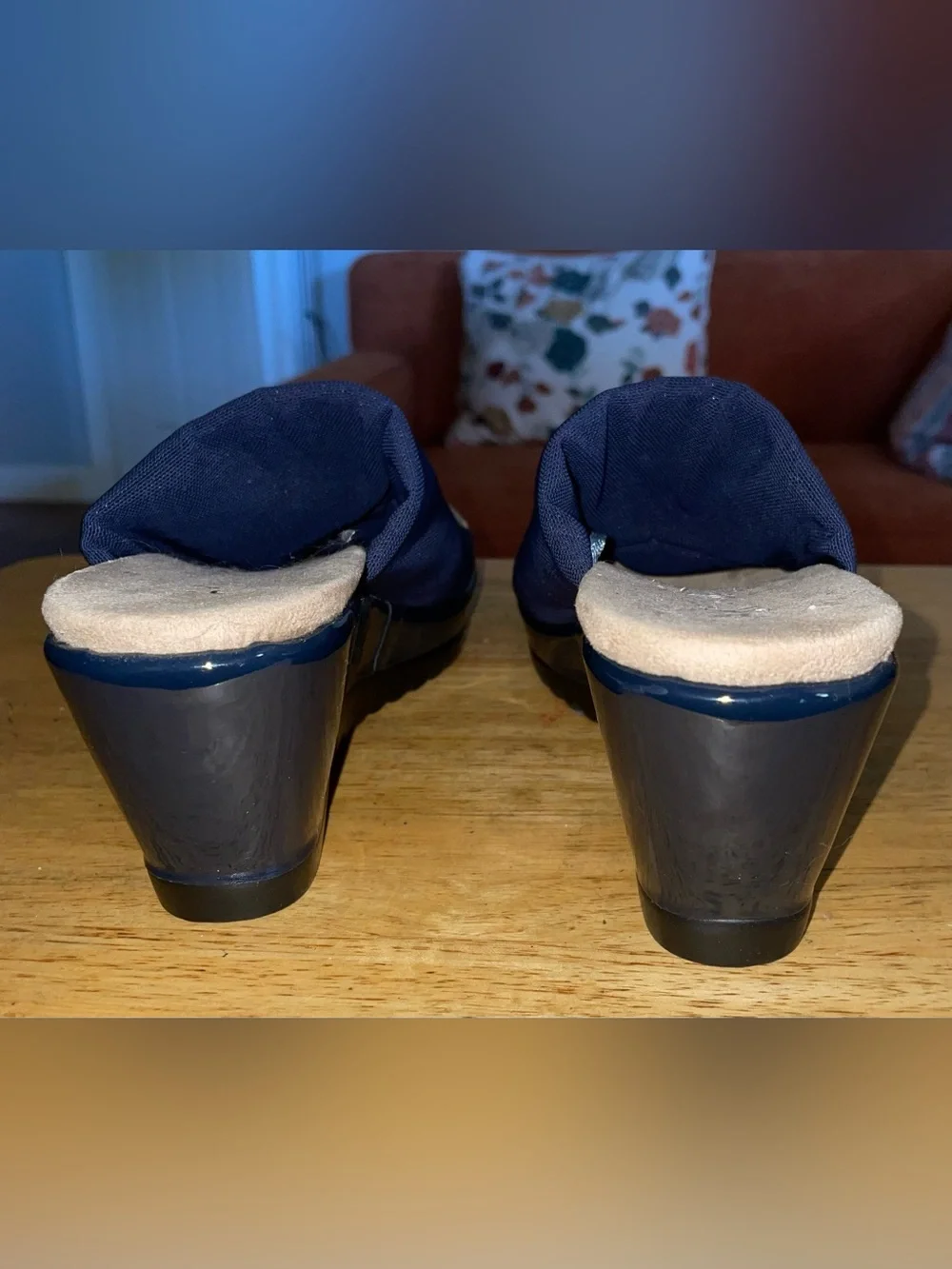 Anne Klein Flex slide wedge in Navy Blue | Size 9.5 M